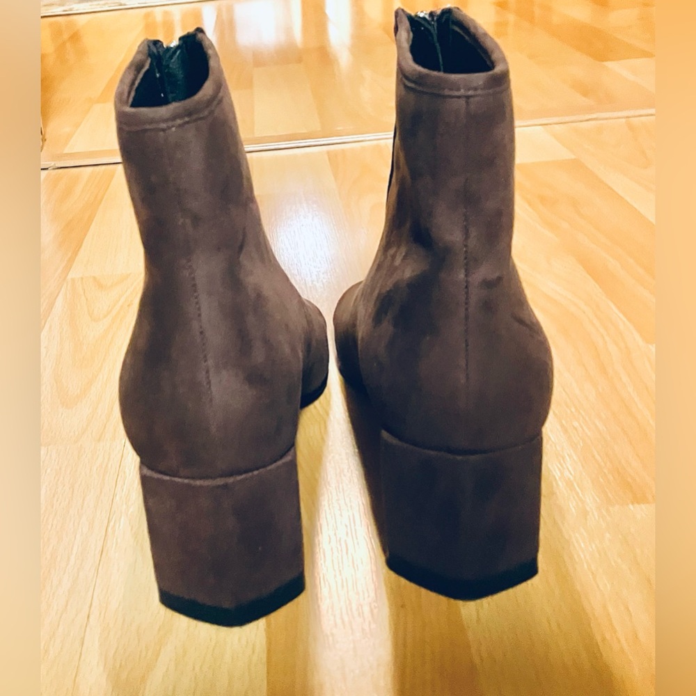 Bellini Chocolate Vegan Suede w/ Metallic Accents - Open Toe Ankle Boots/Size 7 - Picture 7 of 8